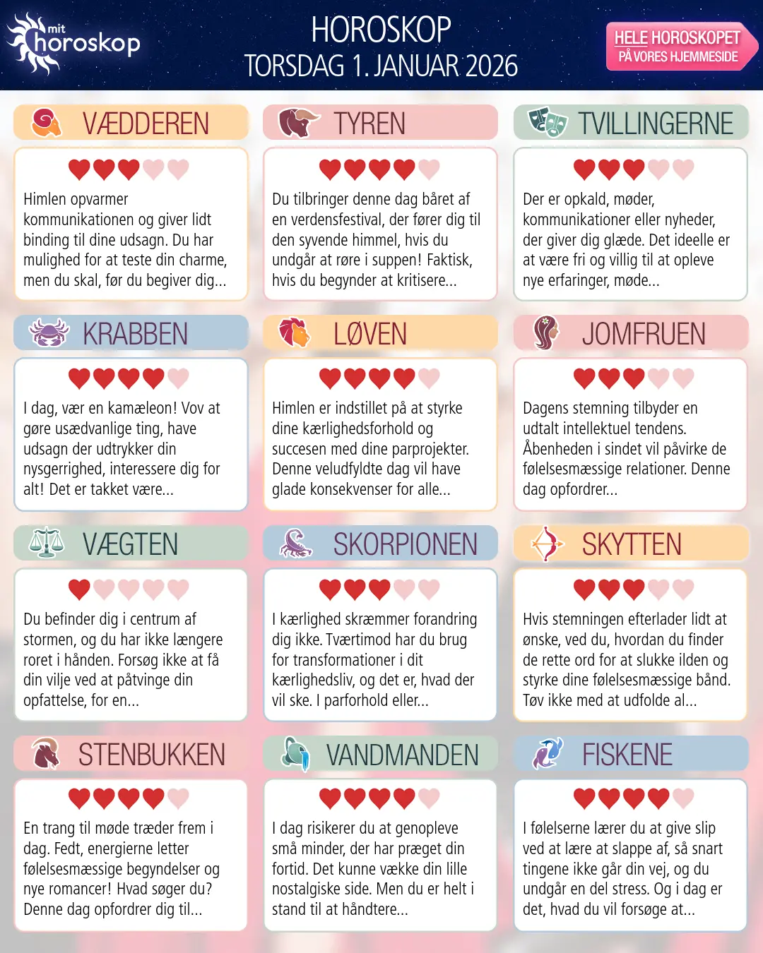 Horoskop for Skytten i dag — 1. Januar 2026