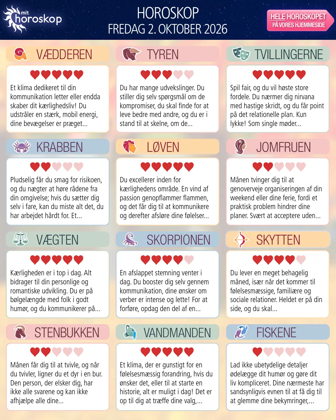 Skorpionen: dit horoskop for i morgen, 3. Oktober 2026