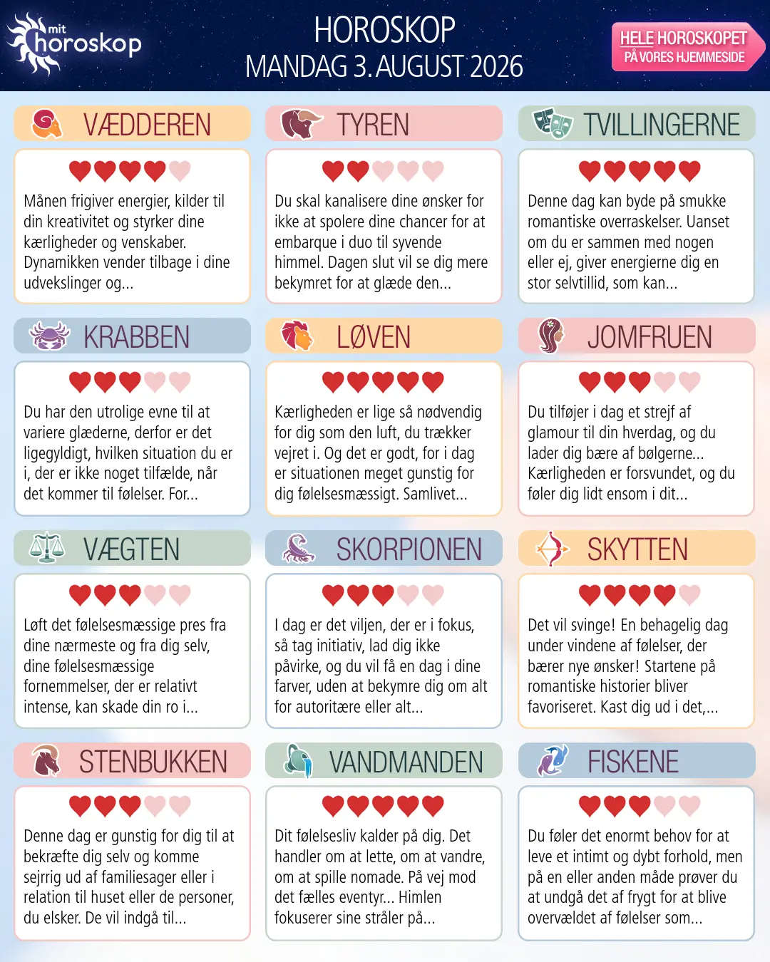 Horoskop for Fiskene i dag — 2. August 2026