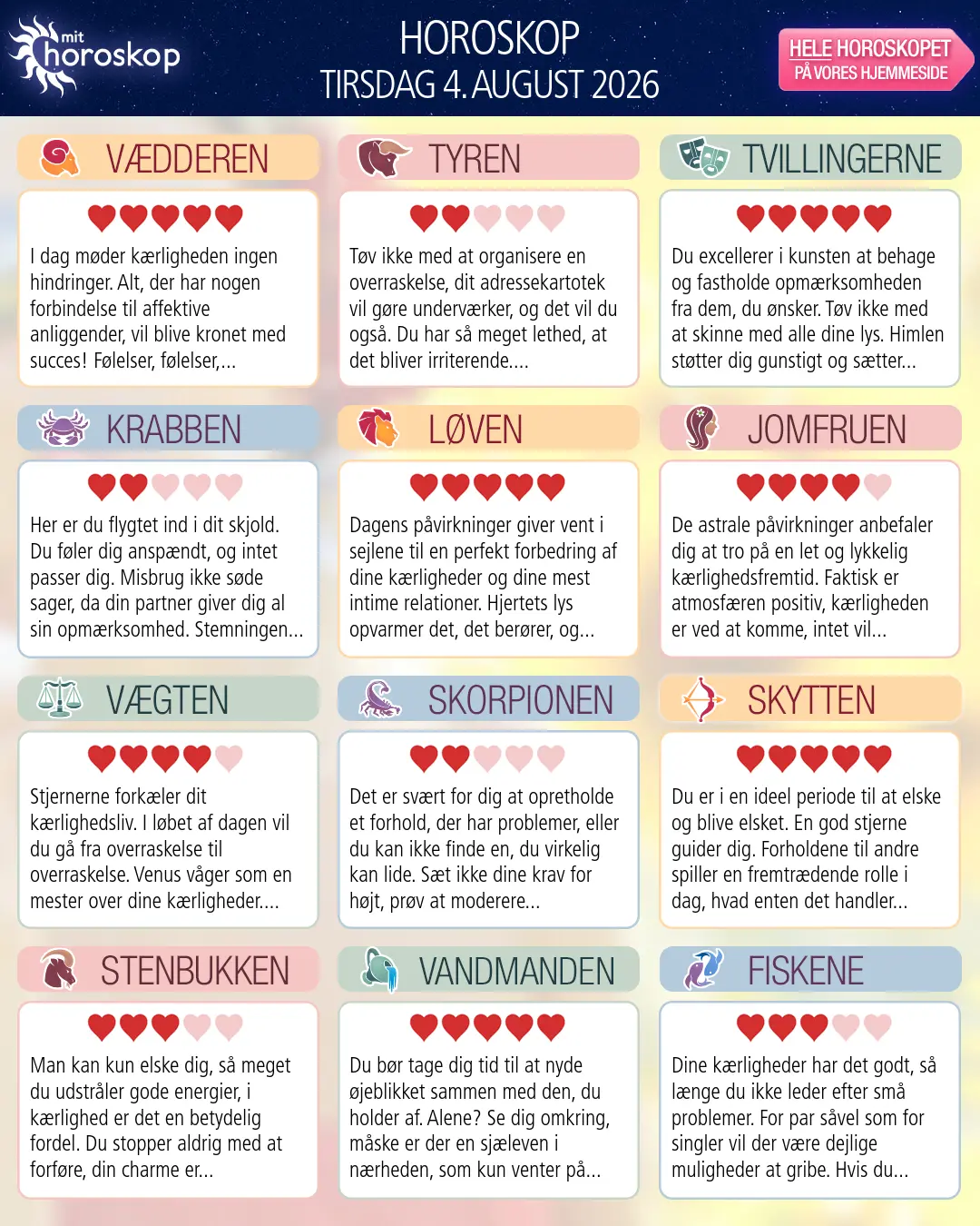 Horoskop for Tyren i dag — 3. August 2026