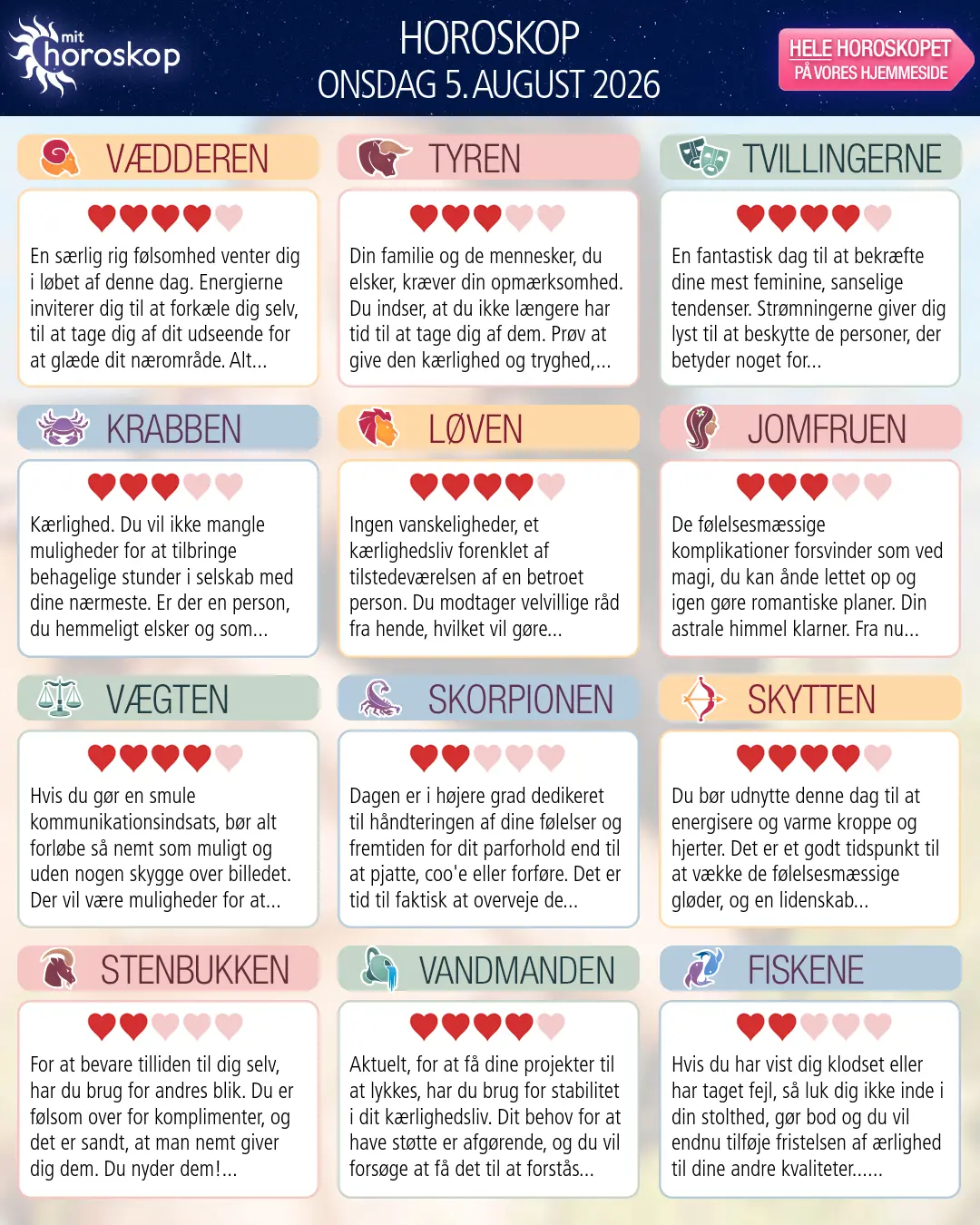 Tvillingerne: dit horoskop for 7. August 2026