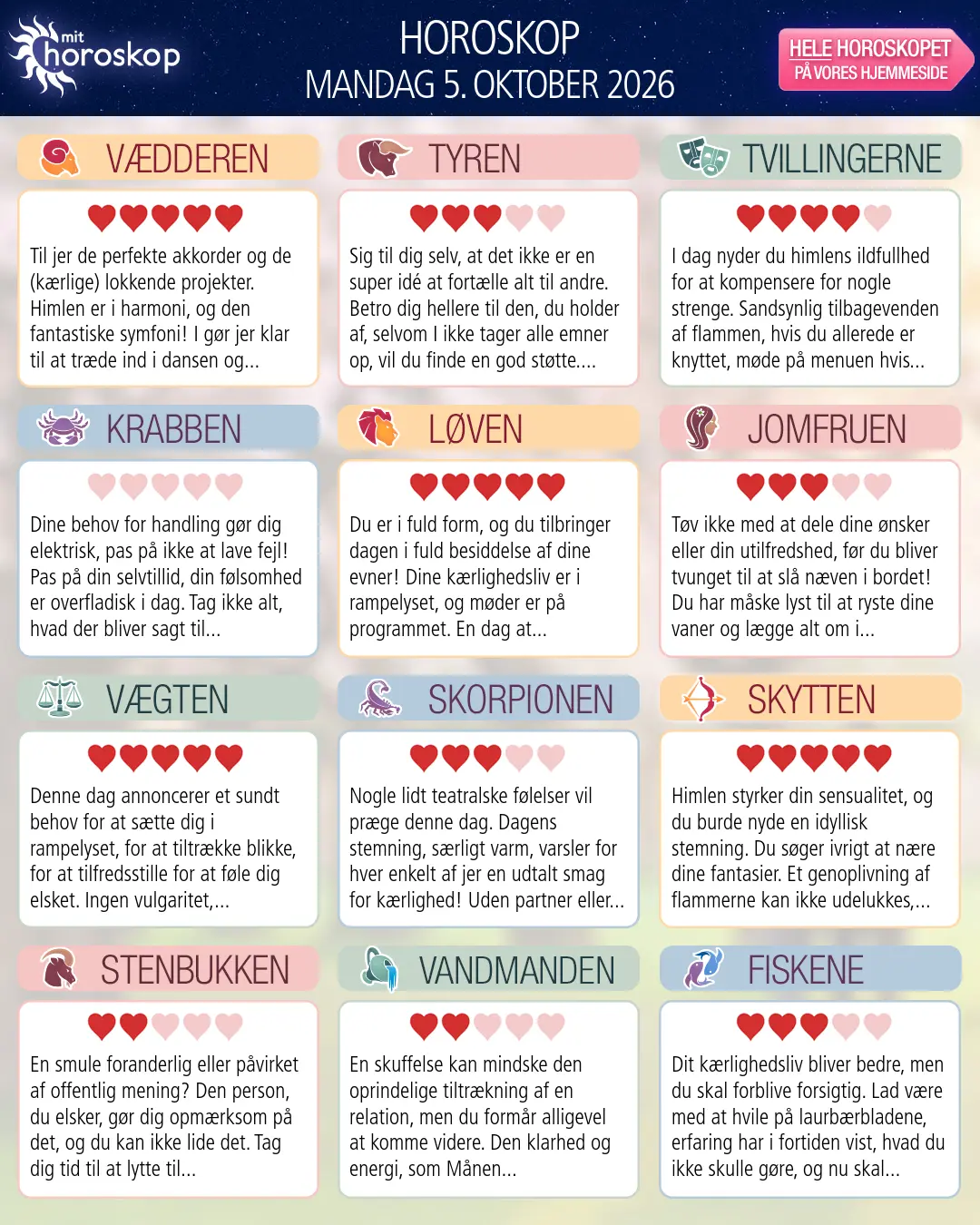 Tyren: dit horoskop for 7. Oktober 2026