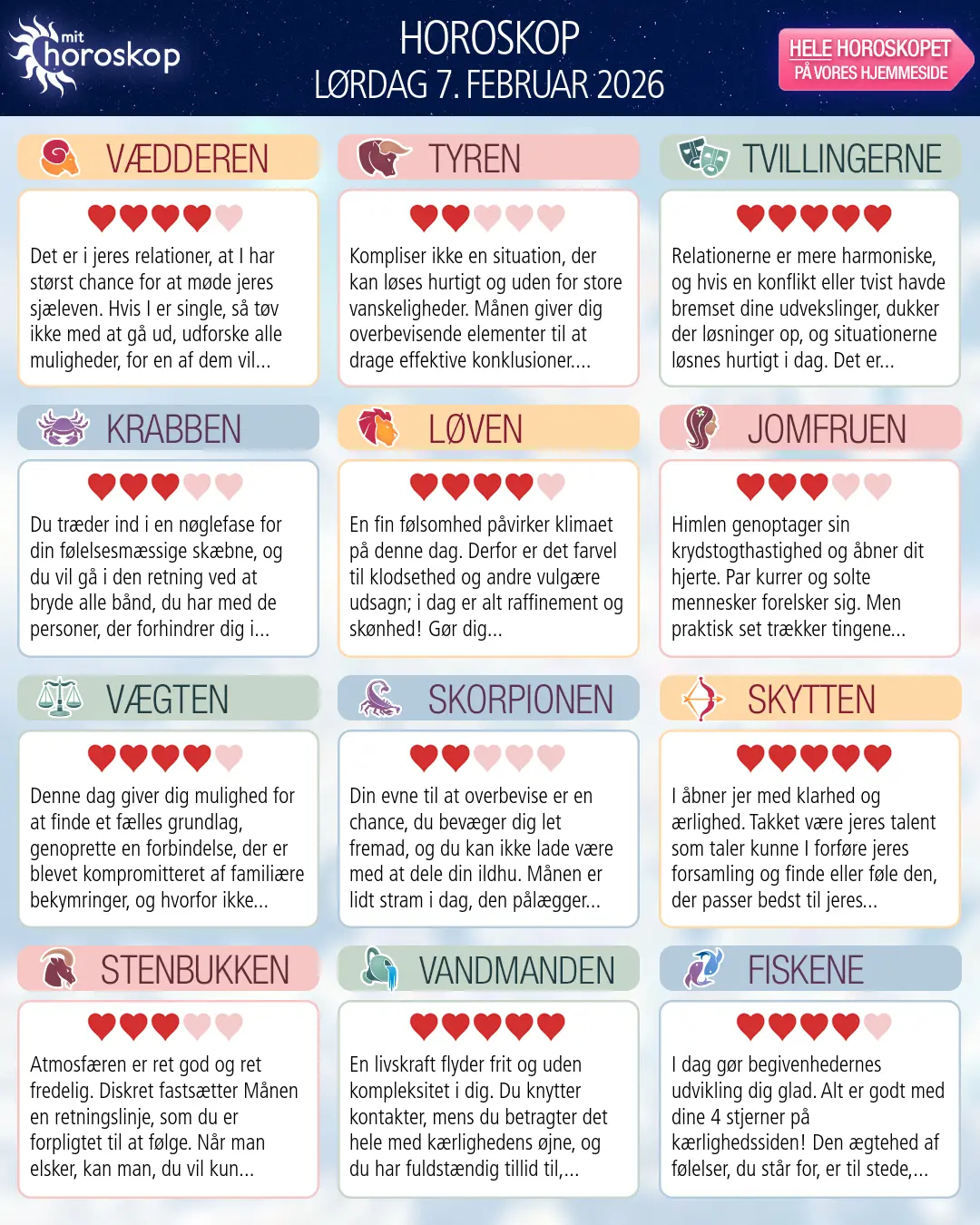 Horoskop for Løven i dag — 7. Februar 2026