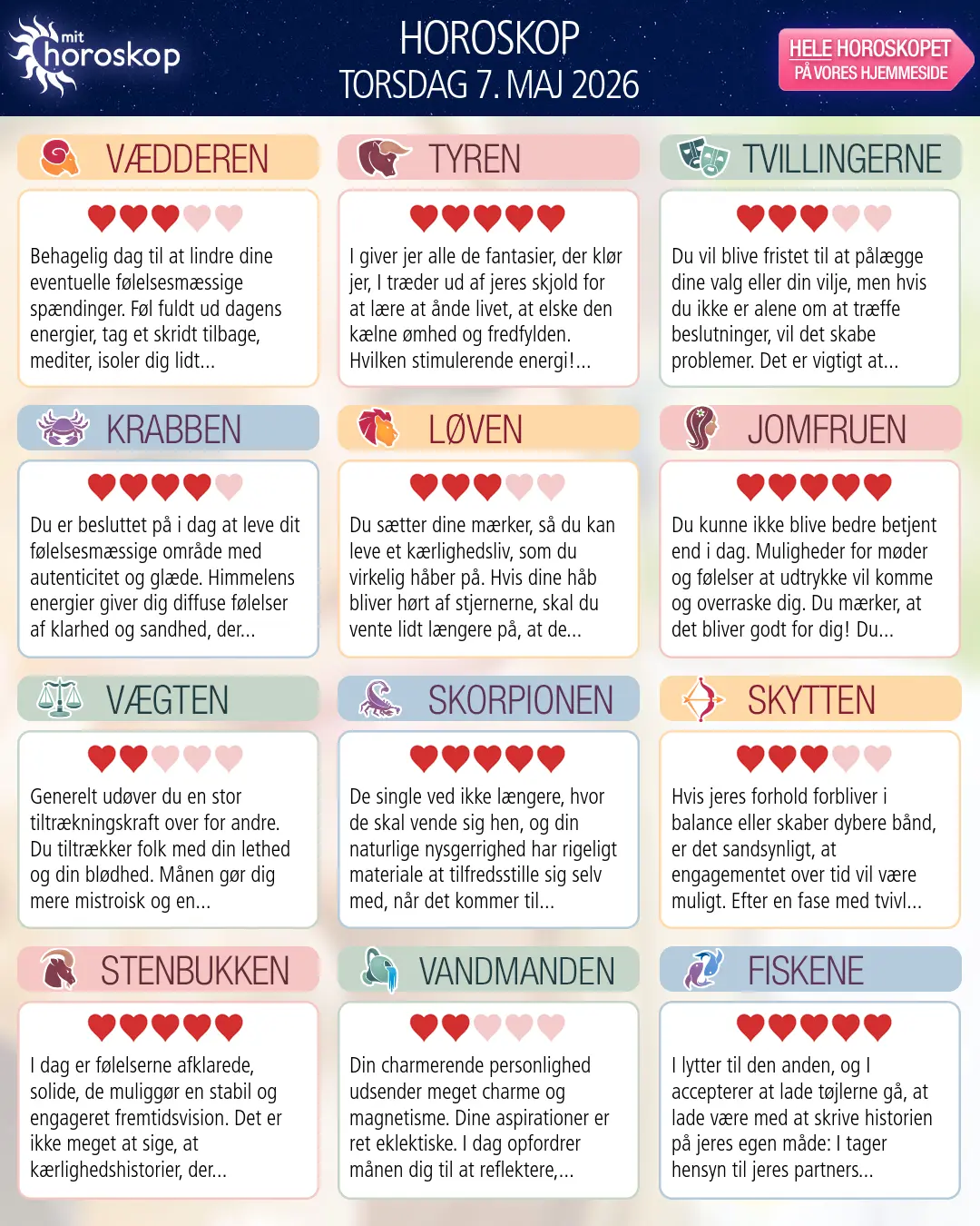 Løven: dit horoskop for 9. Maj 2026