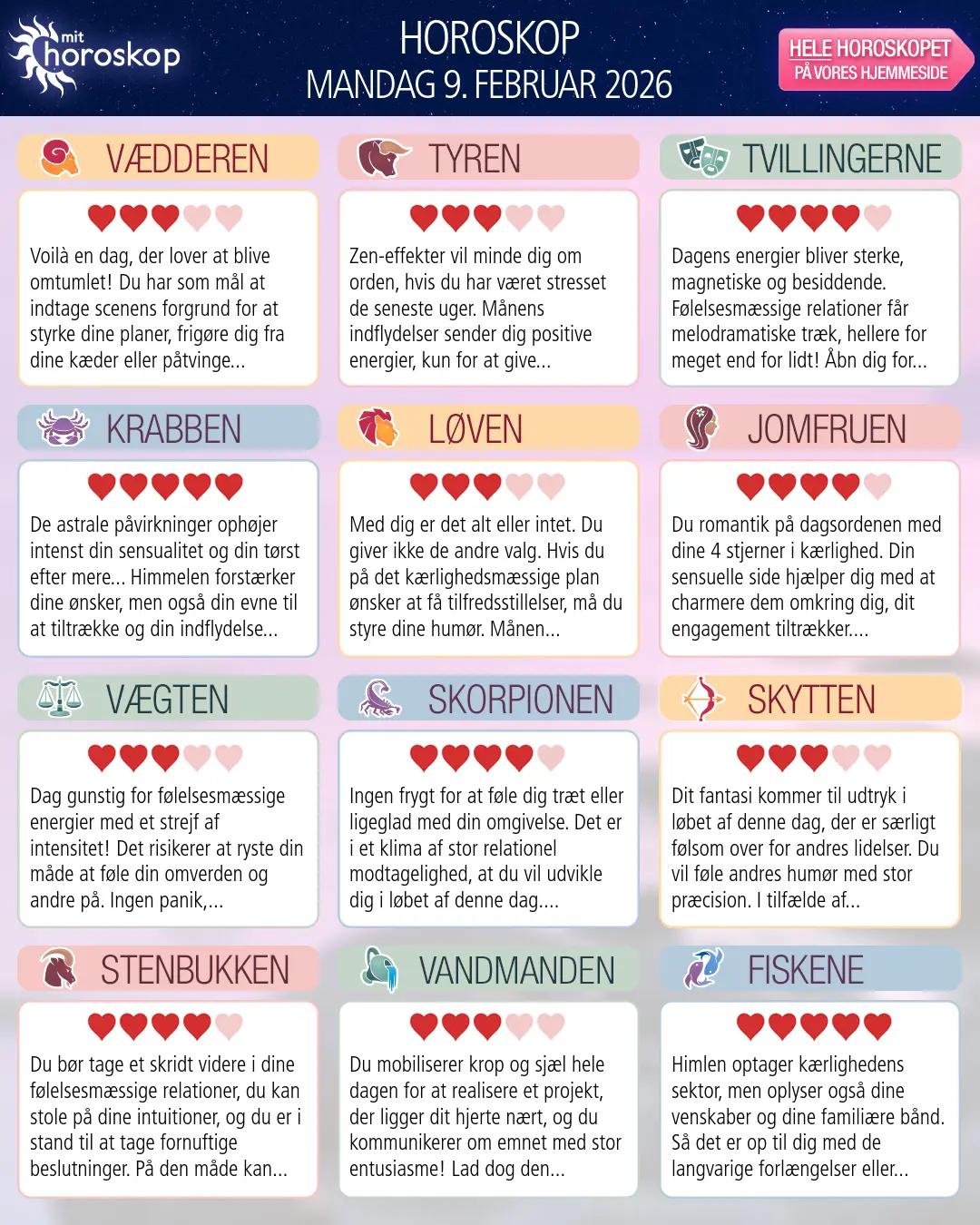 Skorpionen: dit horoskop for i morgen, 10. Februar 2026