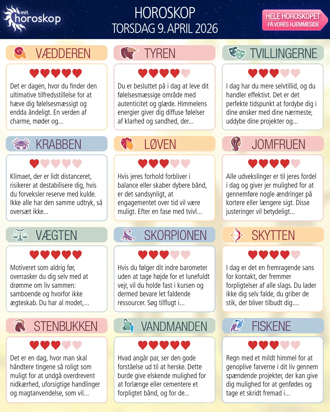 Vædderen: dit horoskop for 11. April 2026