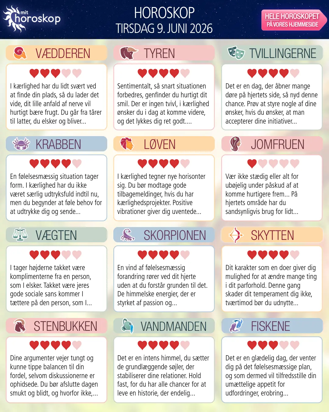 Fiskene: dit horoskop for i morgen, 10. Juni 2026