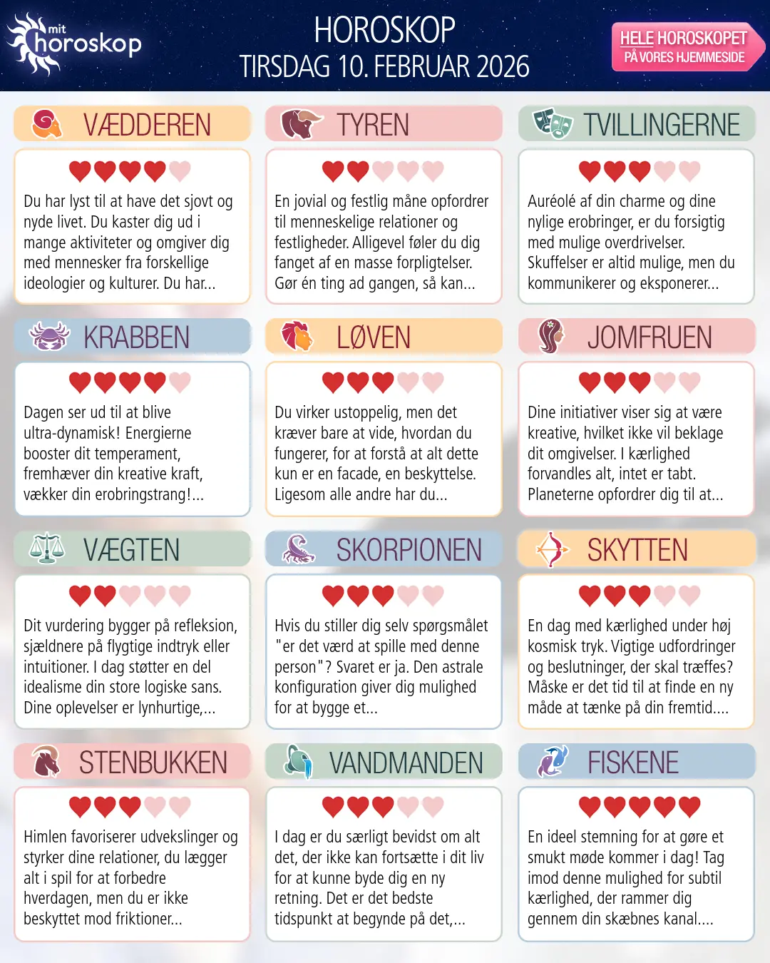 Krebsen: dit horoskop for 12. Februar 2026