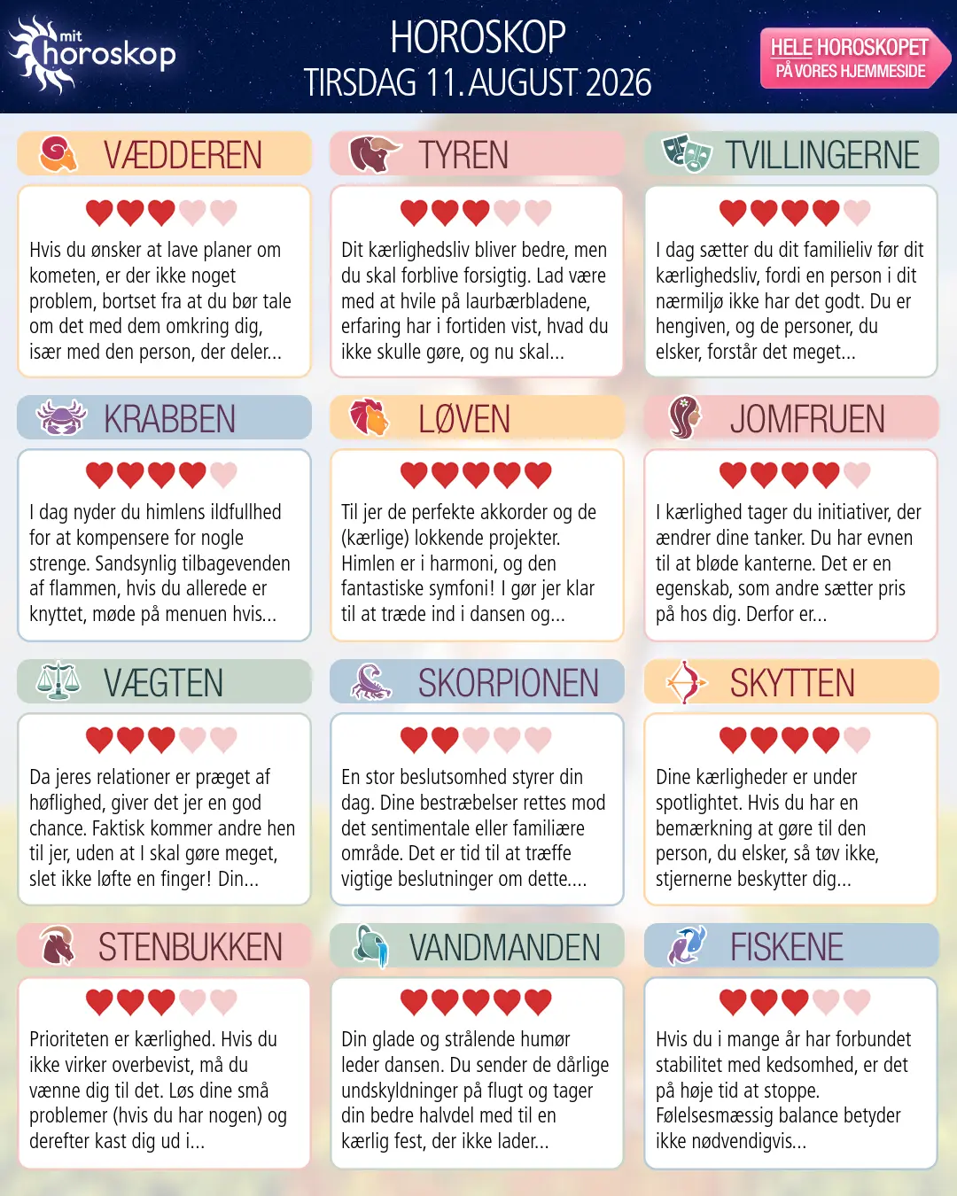 Skorpionen: dit horoskop for i morgen, 12. August 2026