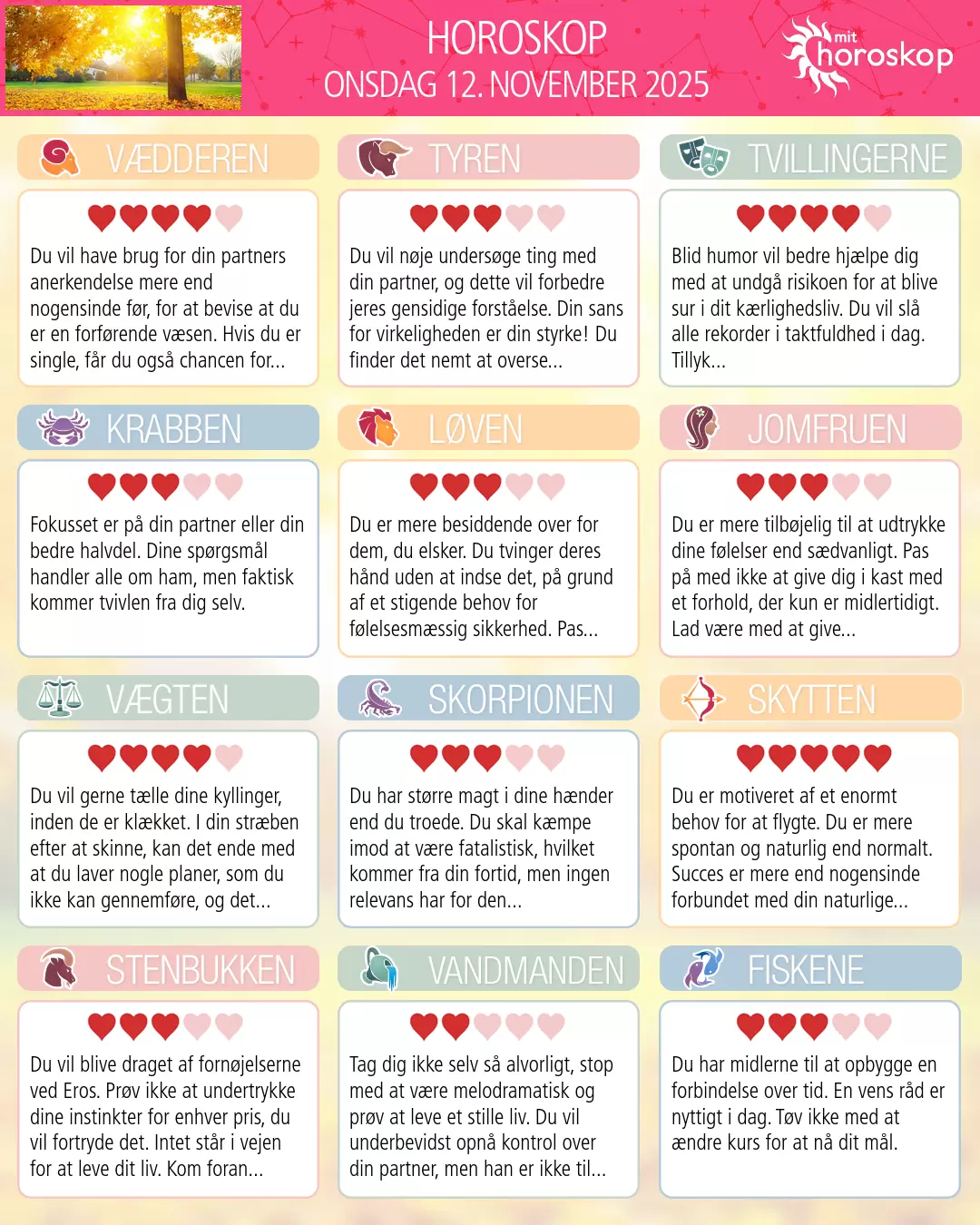 Tyren: dit horoskop for i morgen, 13. November 2025