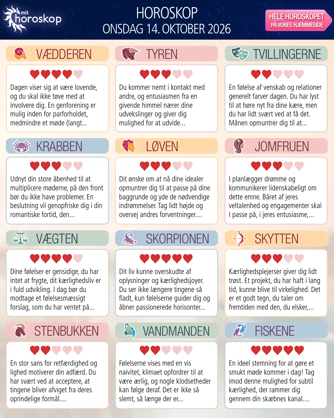 Jomfruen: dit horoskop for 15. Oktober 2026