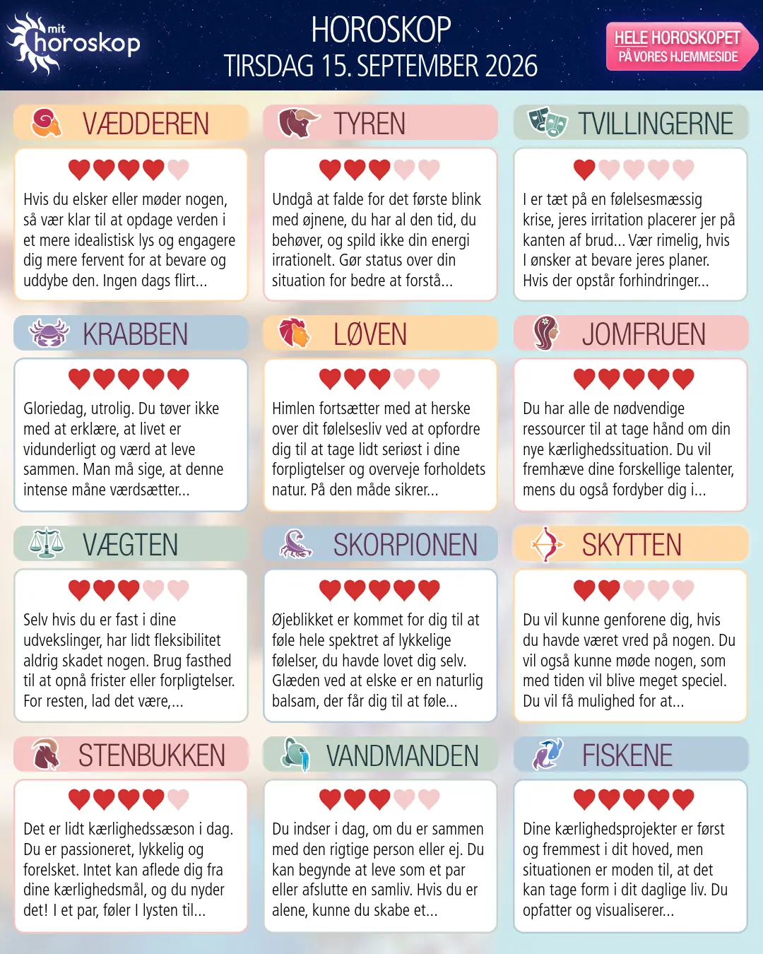 Tvillingerne: dit horoskop for i morgen, 16. September 2026