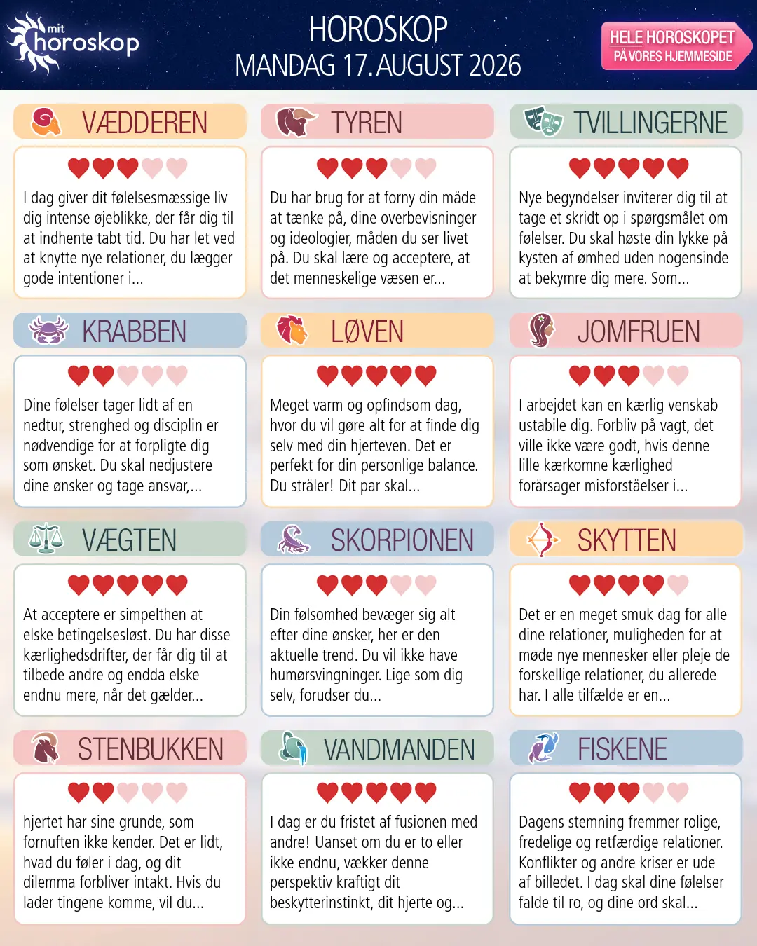 Fiskene: dit horoskop for i morgen, 18. August 2026