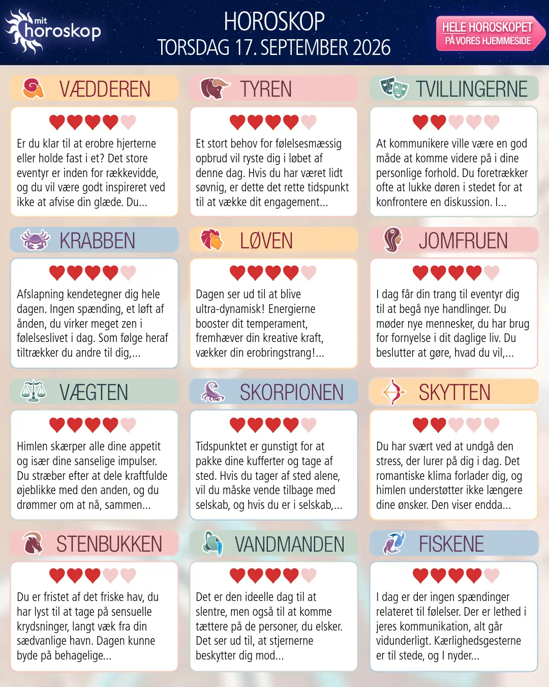 Skorpionen: dit horoskop for i morgen, 18. September 2026