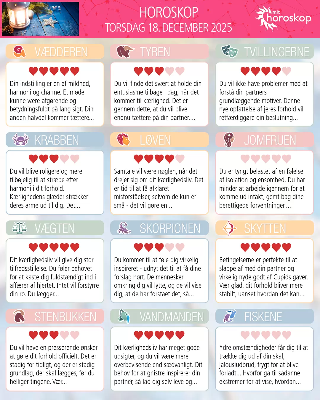 Horoskop for for Jomfruen i dag — 18. December 2025