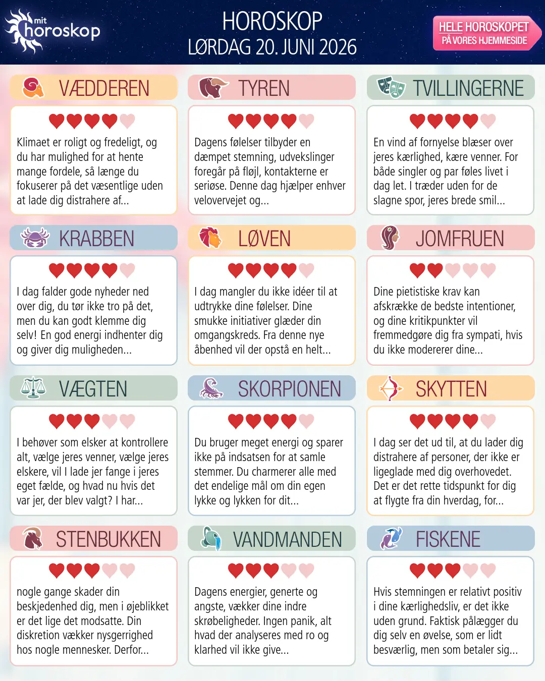 Vædderen: dit horoskop for 22. Juni 2026