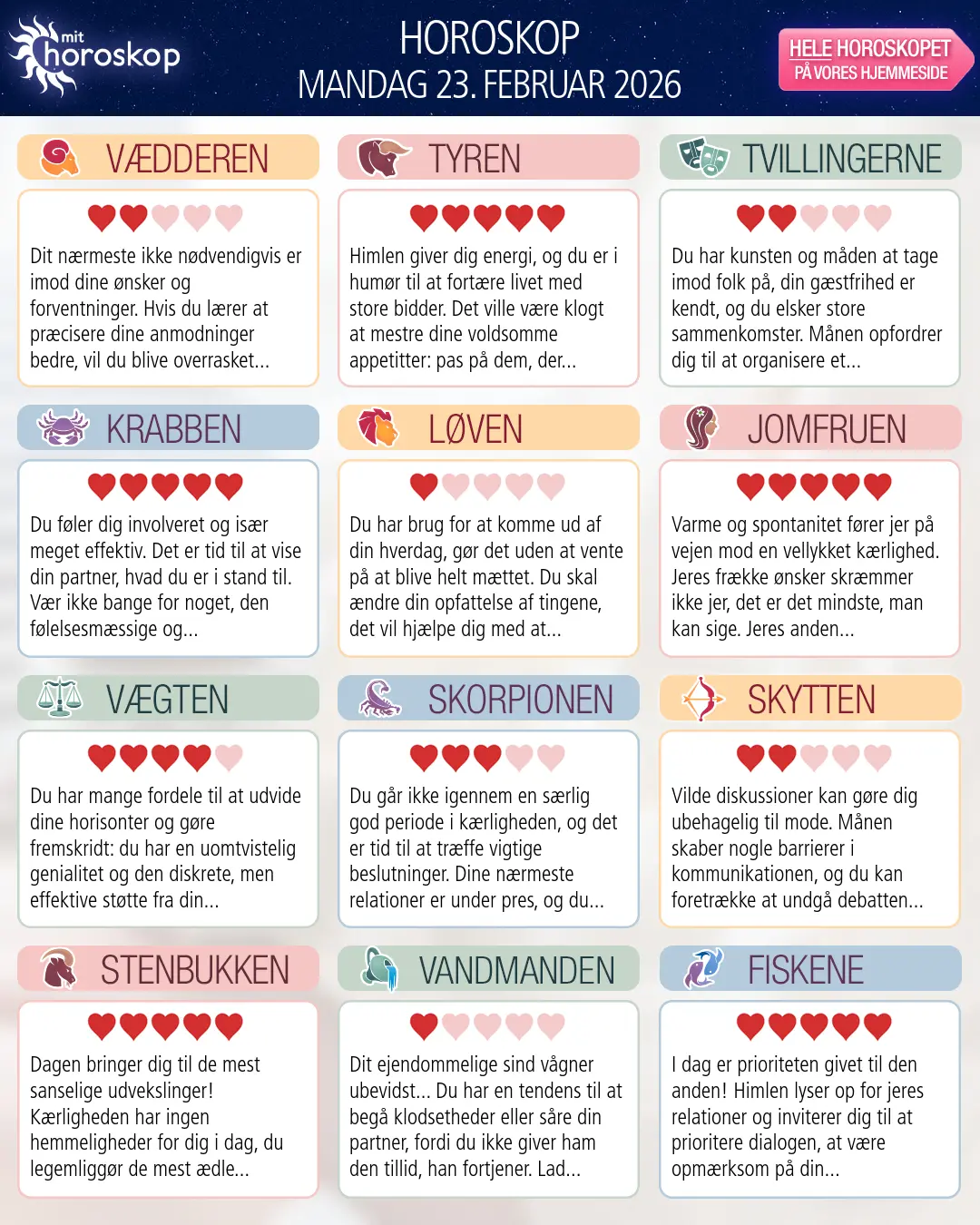 Tyren: dit horoskop for 25. Februar 2026