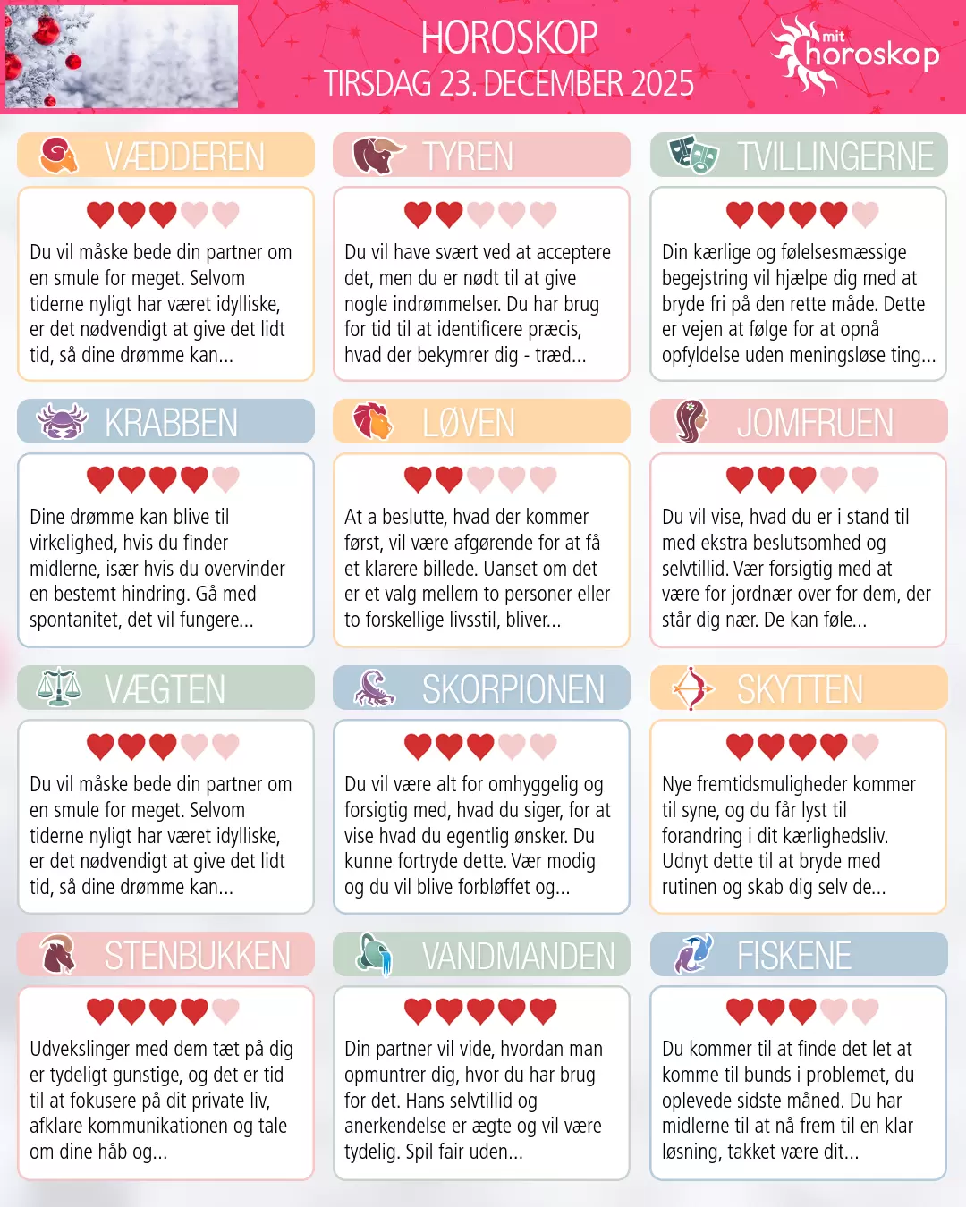 Fiskene: dit horoskop for i morgen, 24. December 2025