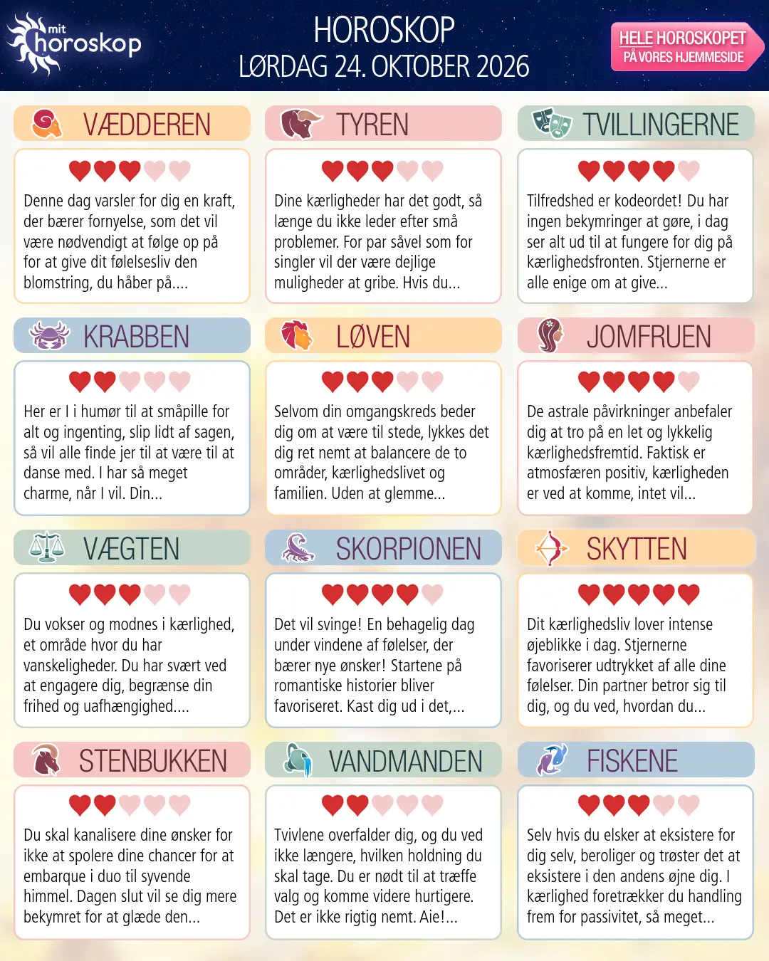 Fiskene: dit horoskop for i morgen, 24. Oktober 2026