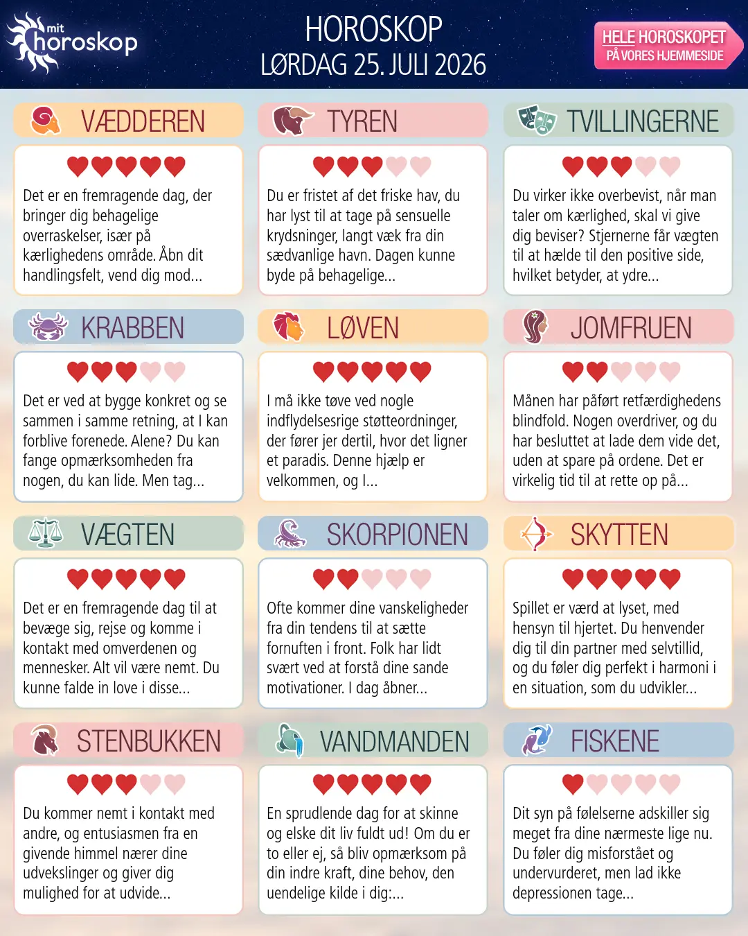 Horoskop for Tyren i dag — 24. Juli 2026