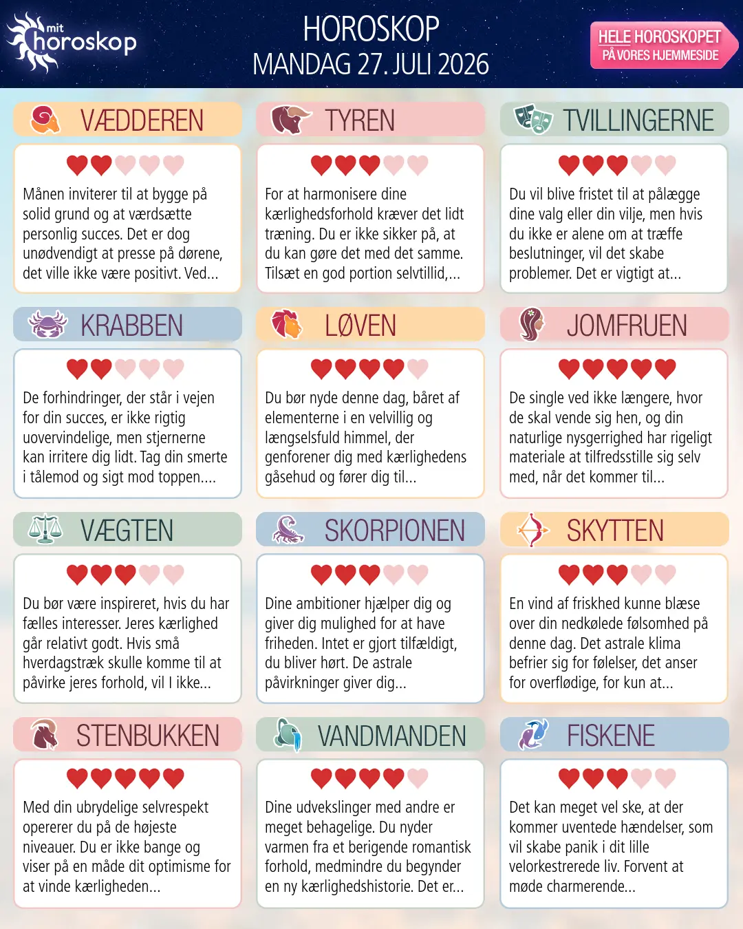Horoskop for Skytten i dag — 27. Juli 2026