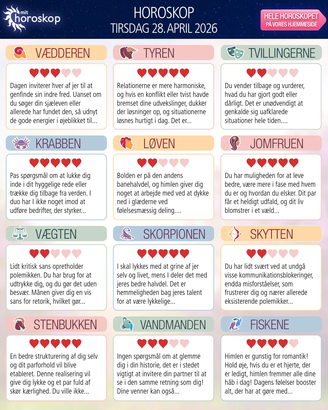 Stenbukken: dit horoskop for 29. April 2026