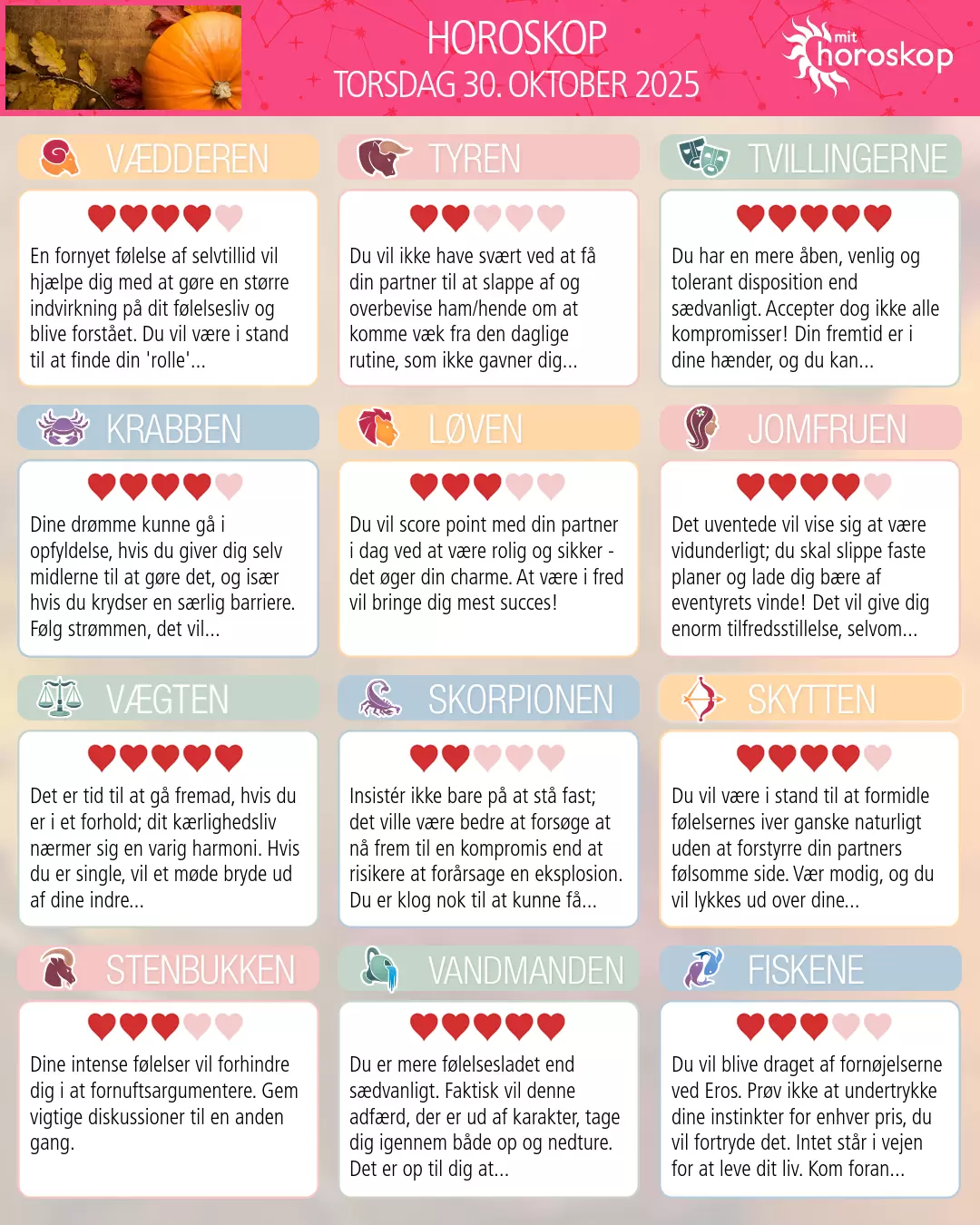 Horoskop for for Tyren i dag — 30. Oktober 2025