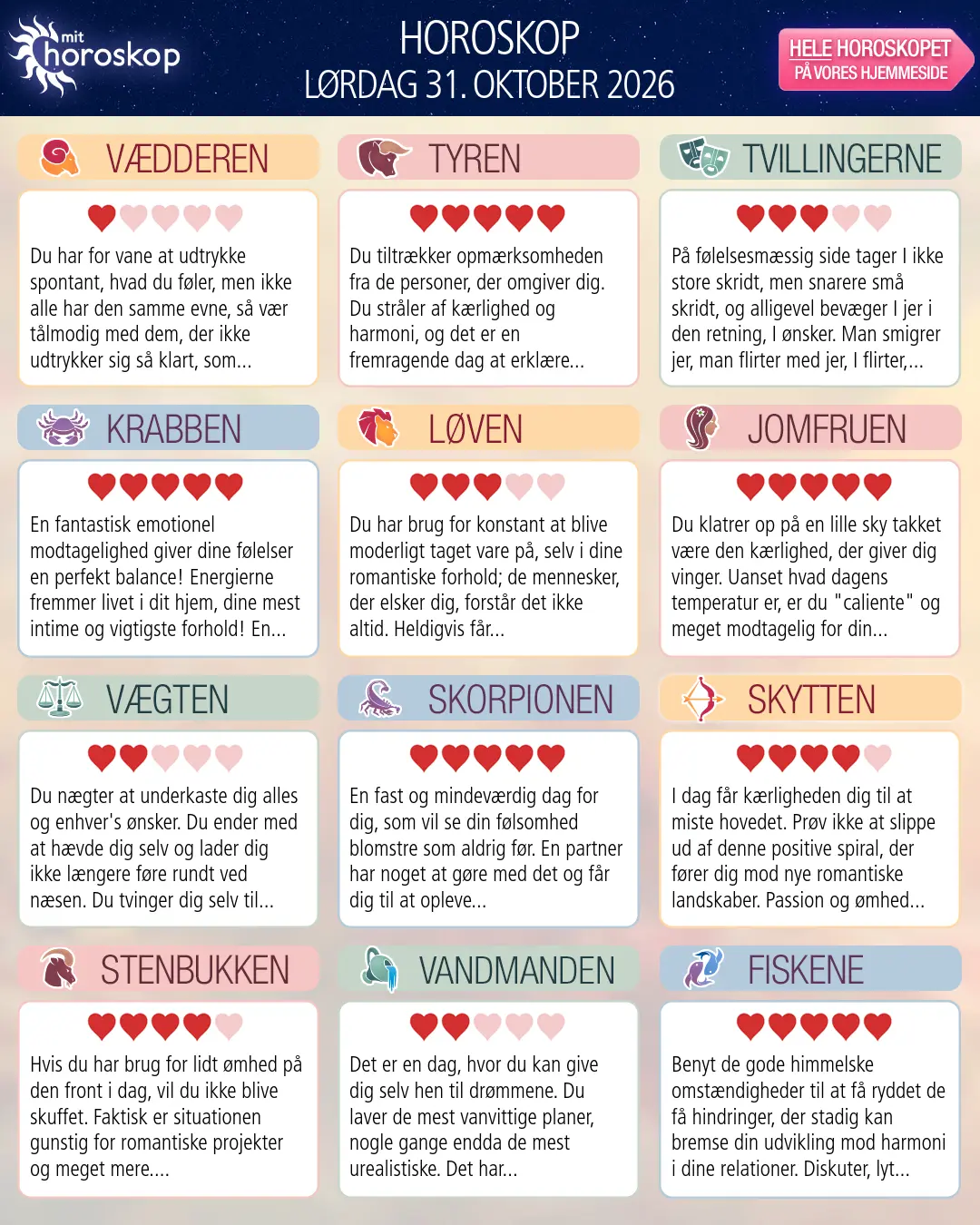 Tvillingerne: dit horoskop for 2. November 2026